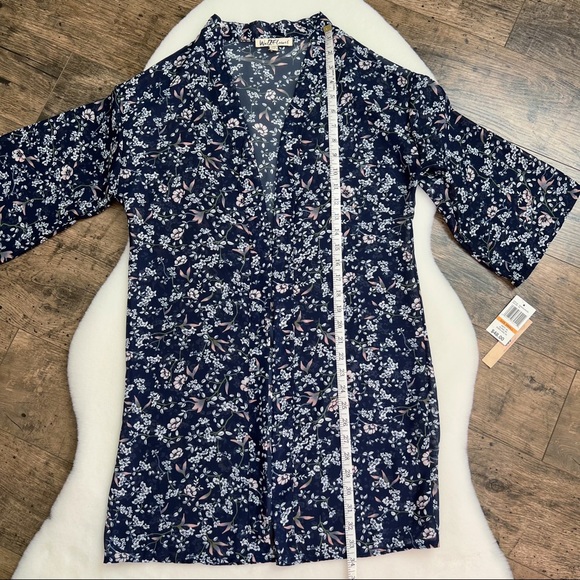 Wallflower Floral Kimono Sheer Open Cardigan Cover Up Blue Ditsy Floral Small - Picture 11 of 11